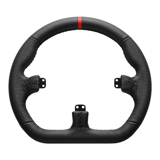 Asetek closed D black leather rim